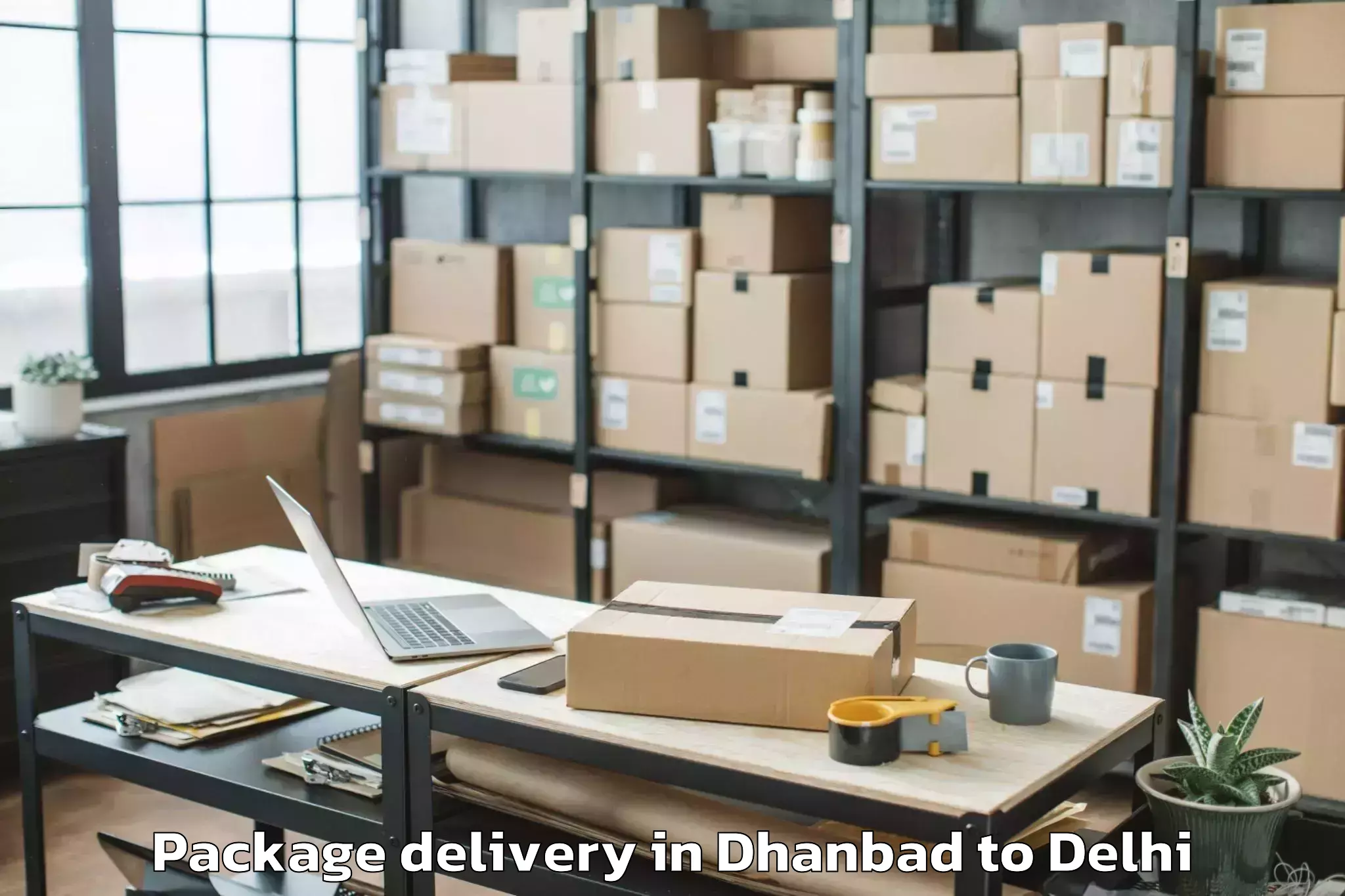 Get Dhanbad to Unity One Mall Rohini Package Delivery